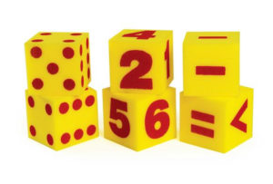 foam dice with symbols