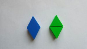 a pic of 2 shapes blue and green
