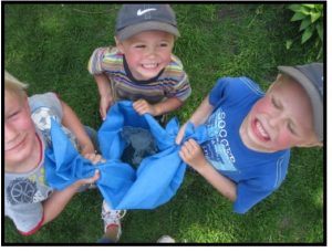 boys with collected water