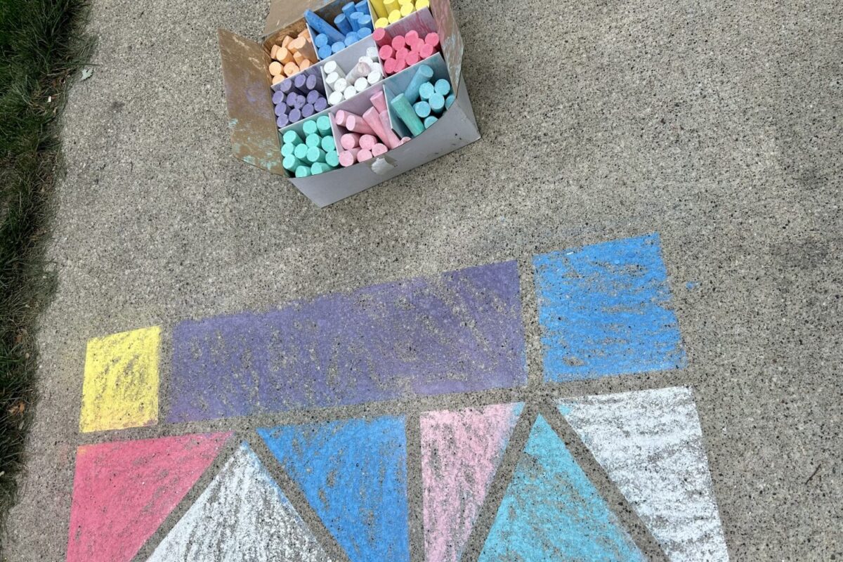sidewalk chalk mosaic